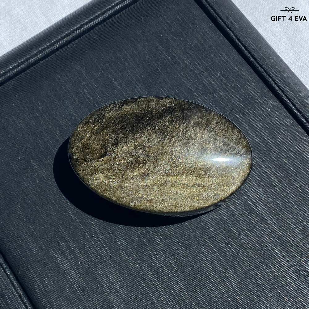 Golden Sheen Obsidian Palm Stone 48G