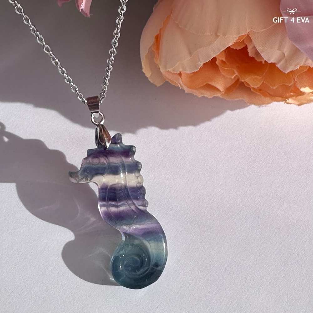 Fluorite Seahorse Pendant Necklace