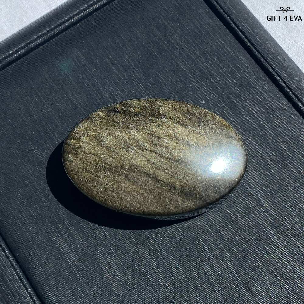 Golden Sheen Obsidian Palm Stone 48G