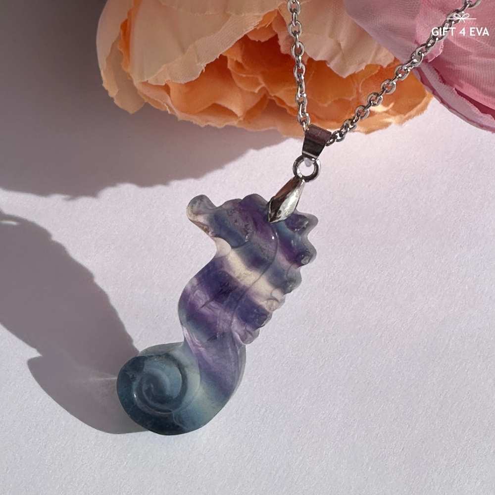 Fluorite Seahorse Pendant Necklace