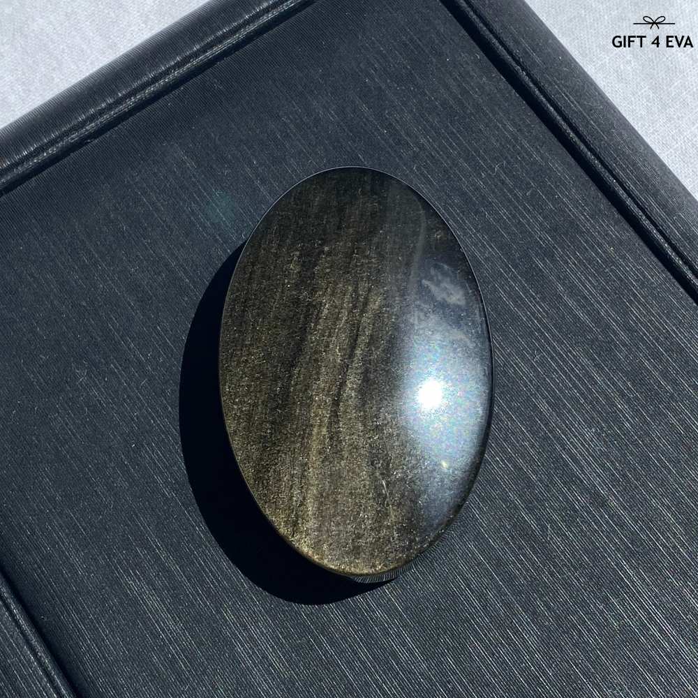 Golden Sheen Obsidian Palm Stone 48G