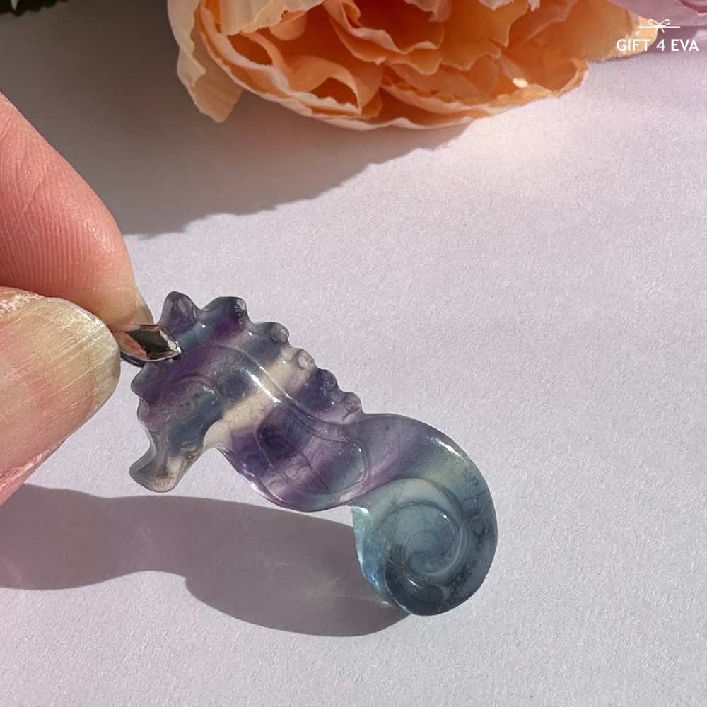 Fluorite Seahorse Pendant Necklace