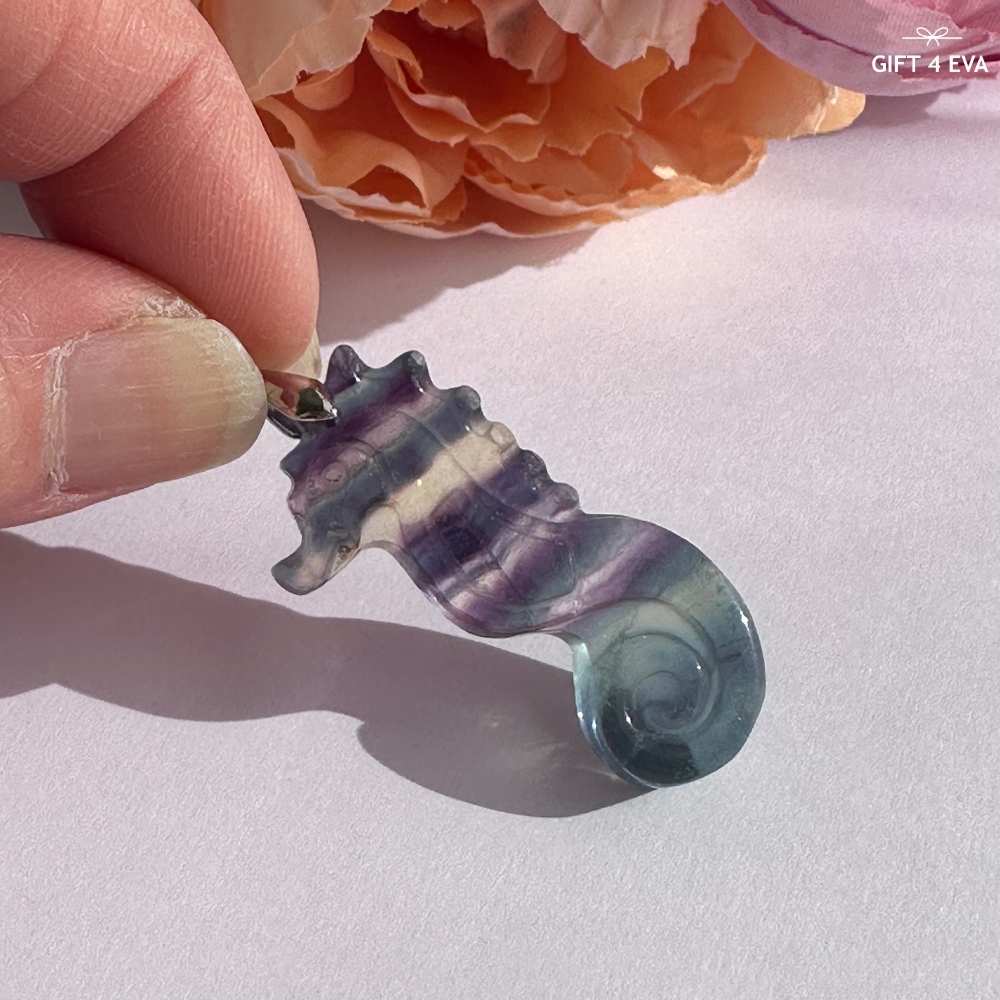 Fluorite Seahorse Pendant Necklace