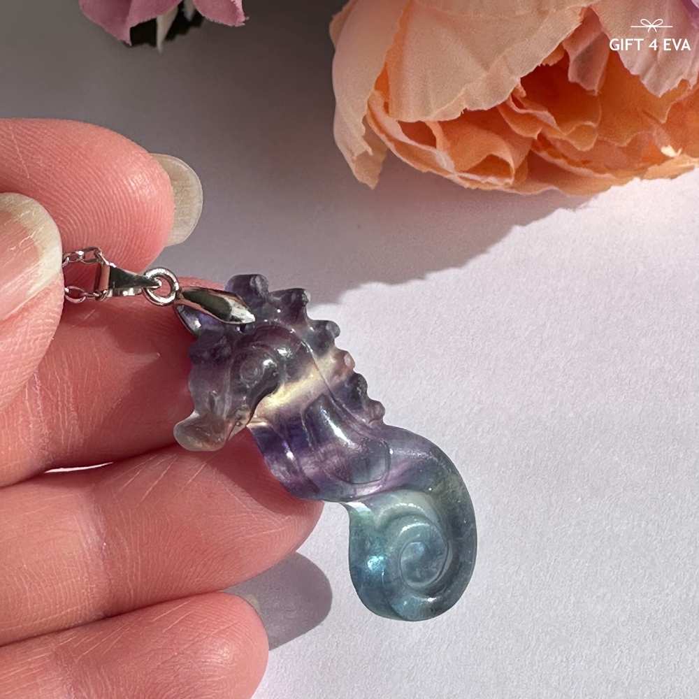 Fluorite Seahorse Pendant Necklace