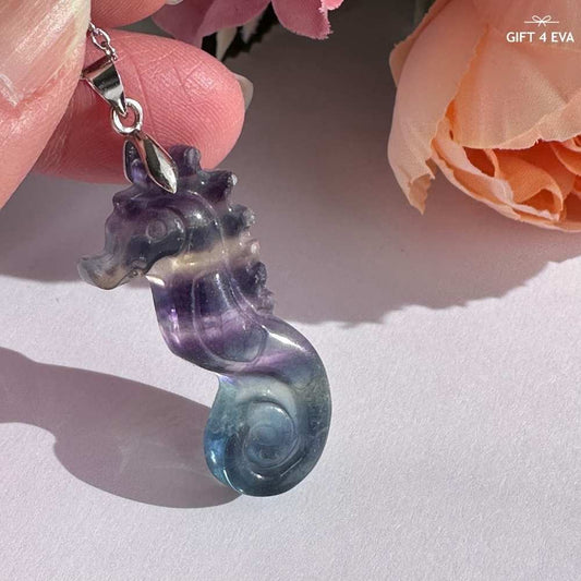 Fluorite Seahorse Pendant Necklace