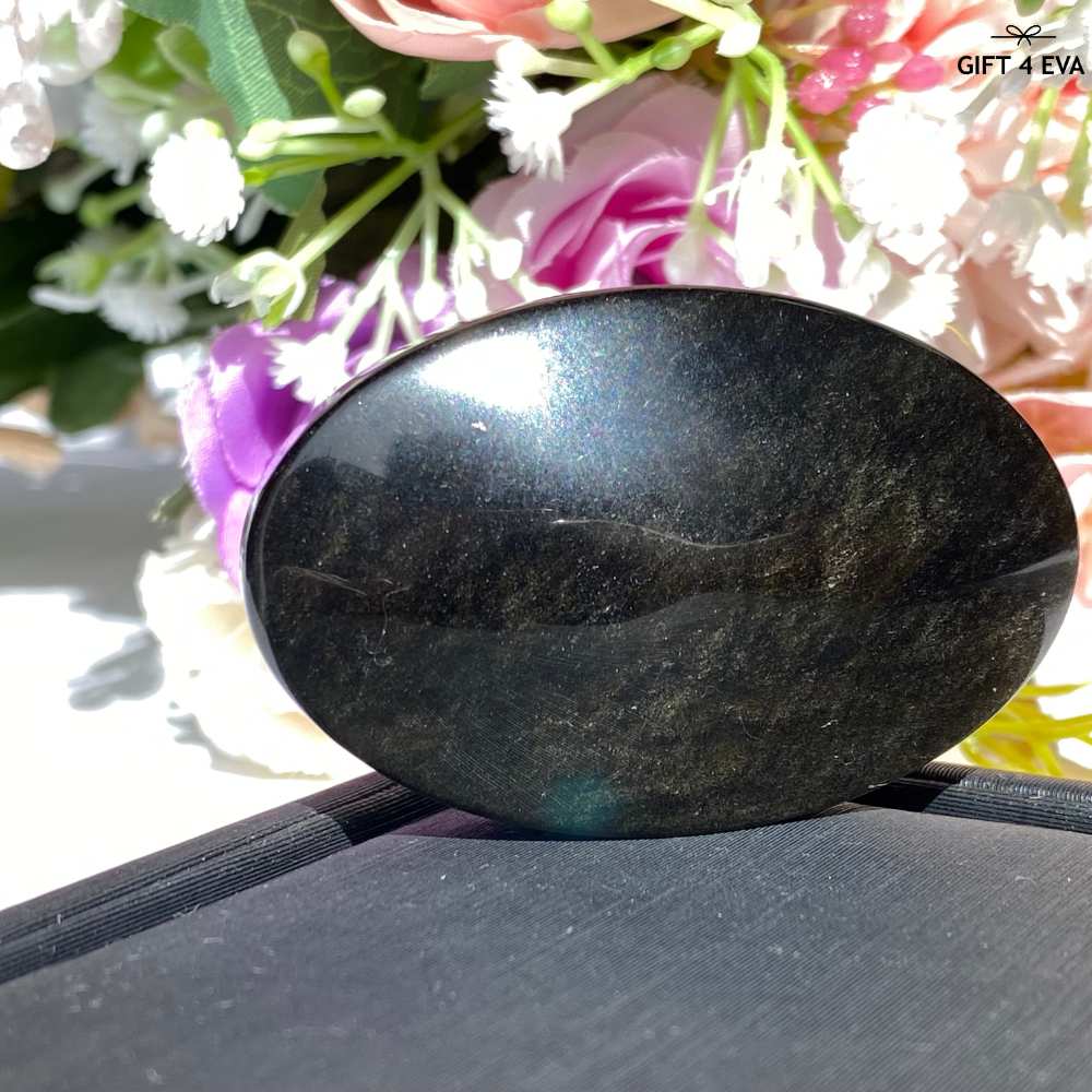 Golden Sheen Obsidian Palm Stone 48G