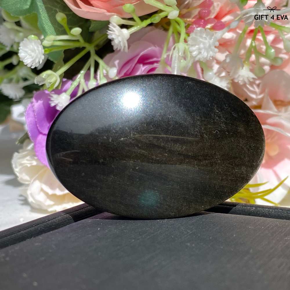 Golden Sheen Obsidian Palm Stone 48G