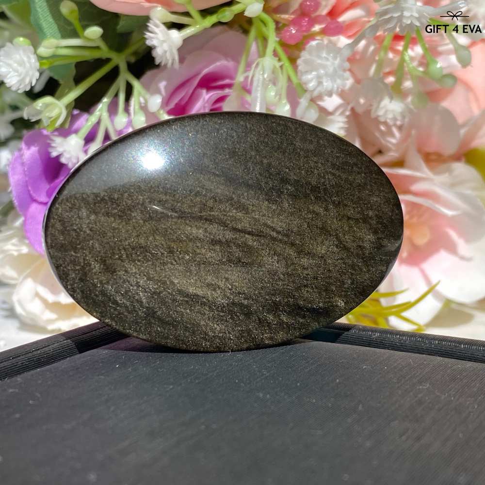 Golden Sheen Obsidian Palm Stone 48G