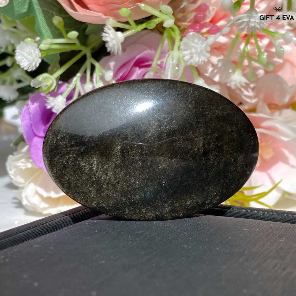 Golden Sheen Obsidian Palm Stone 48G