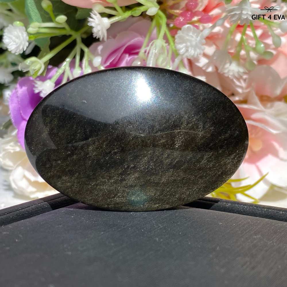 Golden Sheen Obsidian Palm Stone 48G