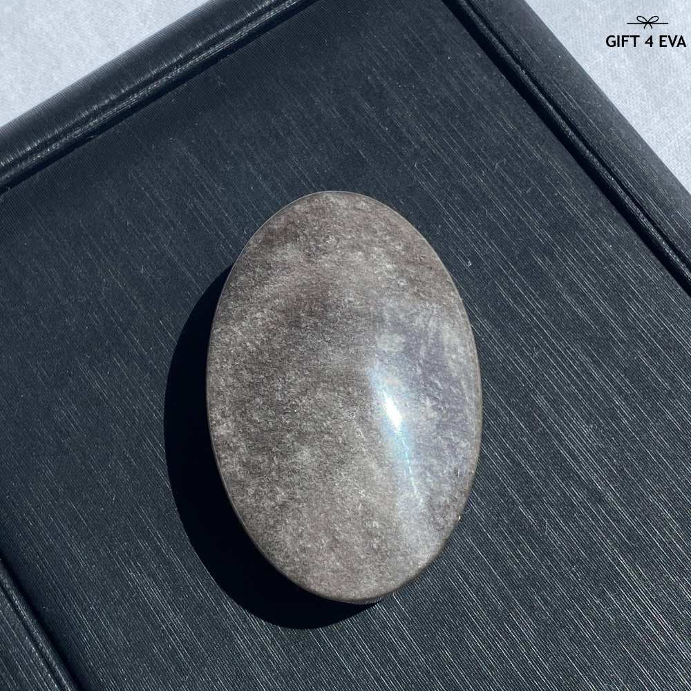 Silver Sheen Obsidian Palm Stone 48G