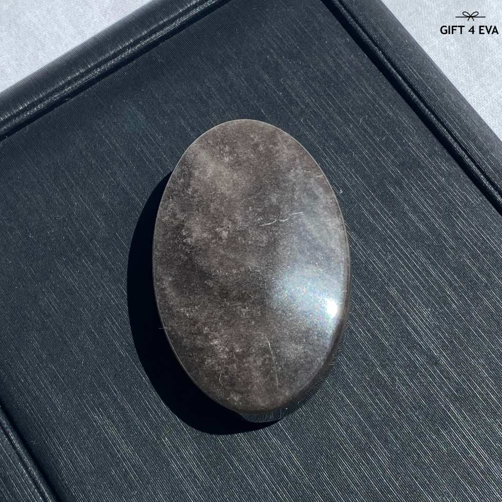 Silver Sheen Obsidian Palm Stone 48G