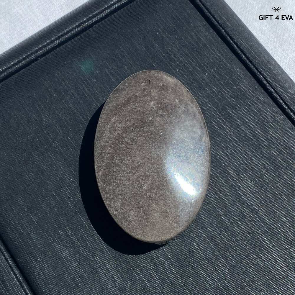 Silver Sheen Obsidian Palm Stone 48G