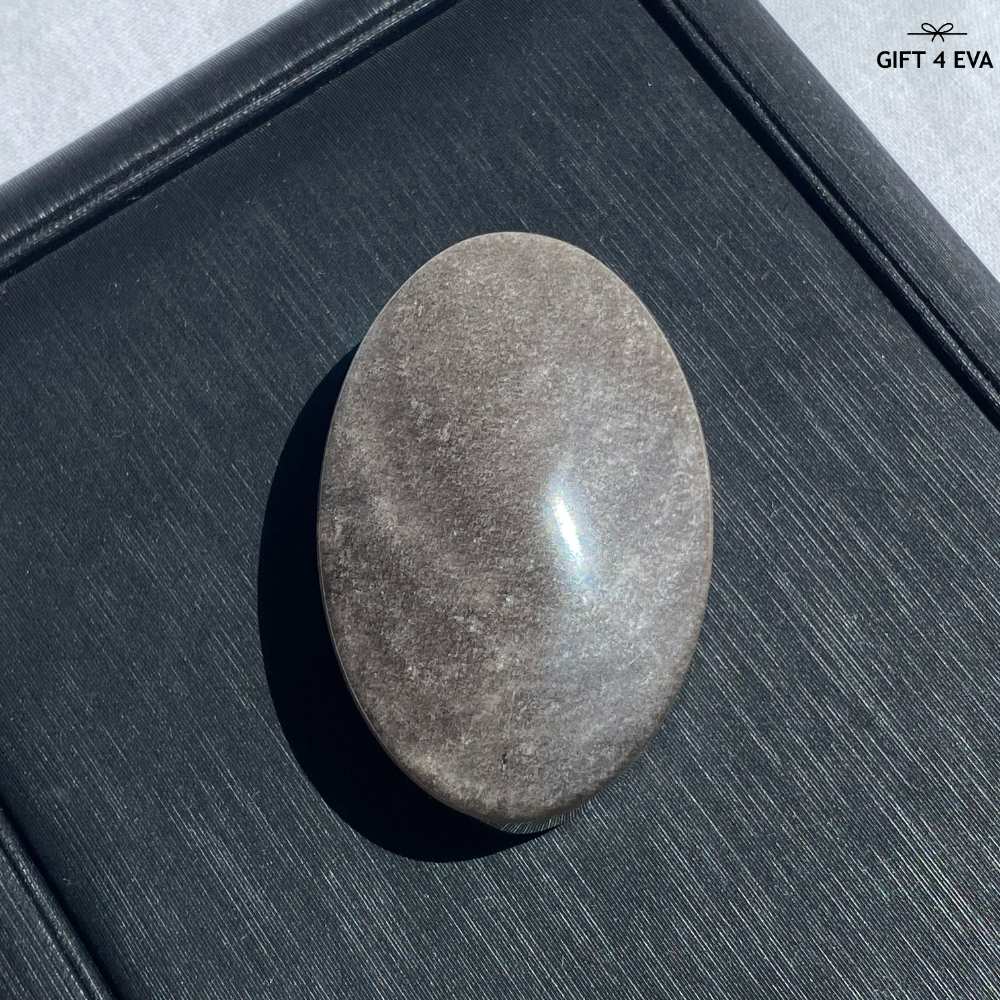 Silver Sheen Obsidian Palm Stone 48G