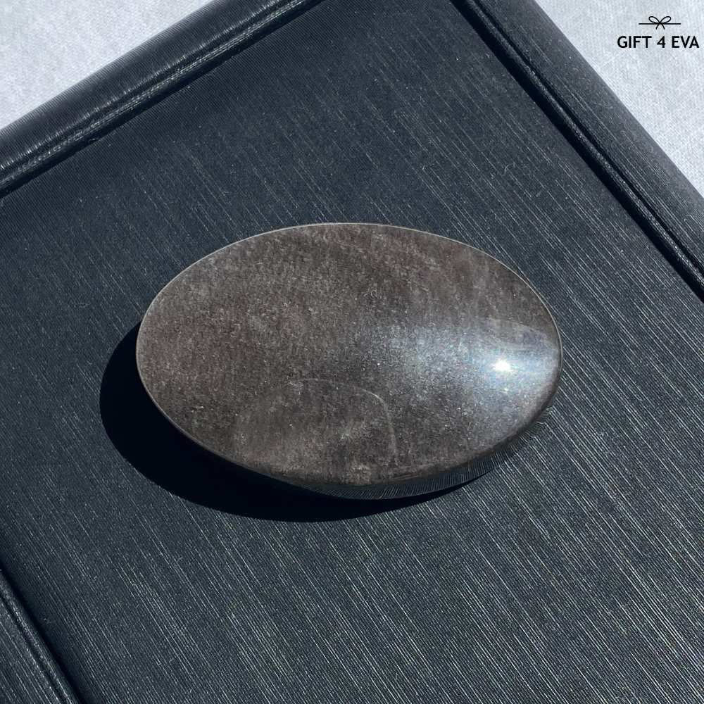 Silver Sheen Obsidian Palm Stone 48G