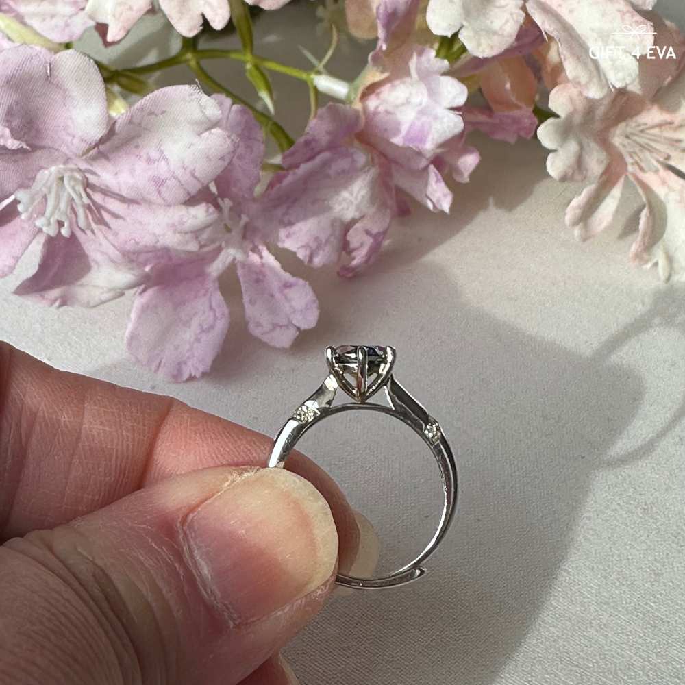 Adeline 1CT Moissanite 925 Silver Adjustable Ring