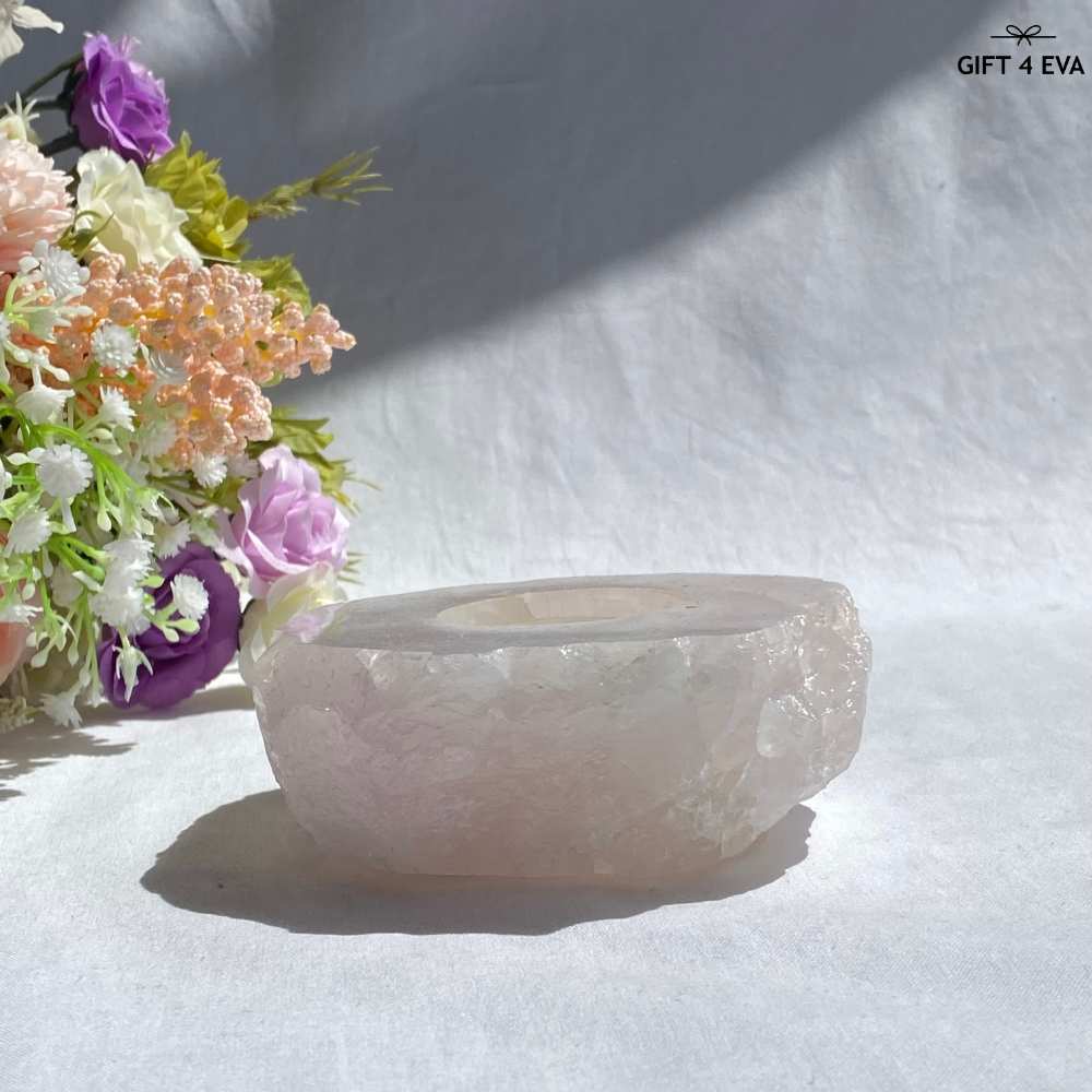 Rose Quartz Tealight Candle Holder 530G