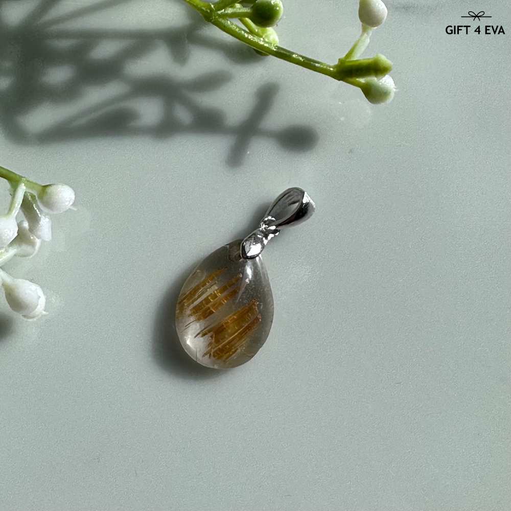 Gold Rutile 925 Silver Pendant