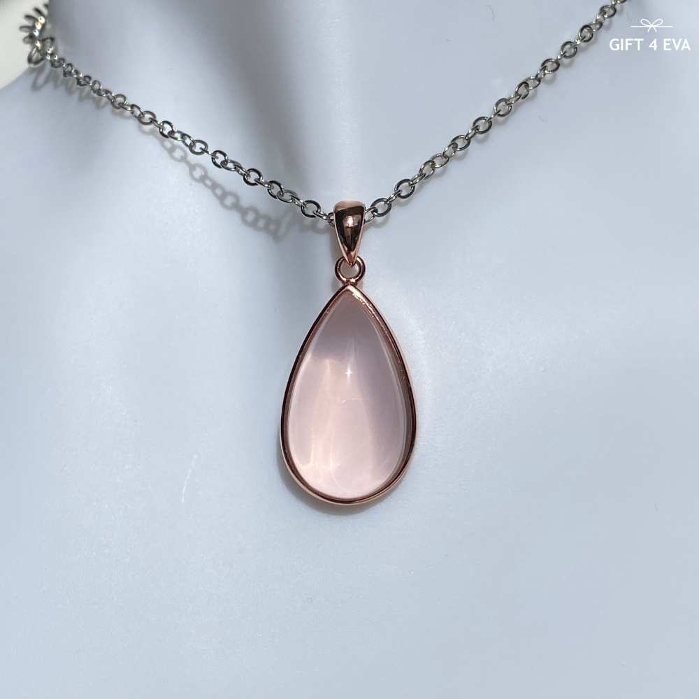 Dahlia Rose Quartz 925 Silver Pendant Rose Gold Plated