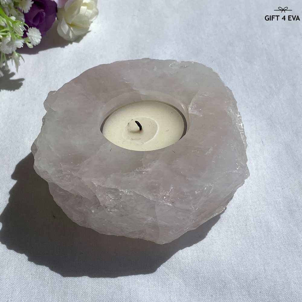 Rose Quartz Tealight Candle Holder 530G