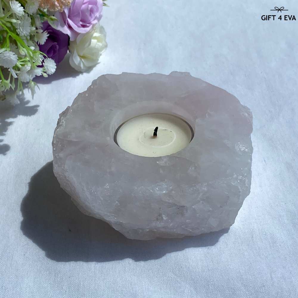 Rose Quartz Tealight Candle Holder 530G