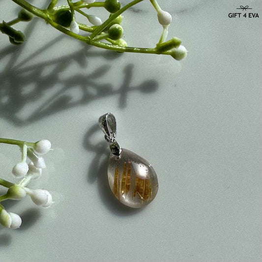 Gold Rutile 925 Silver Pendant