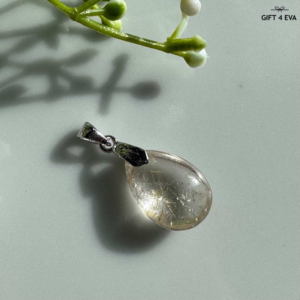 Gold Rutile 925 Silver Pendant