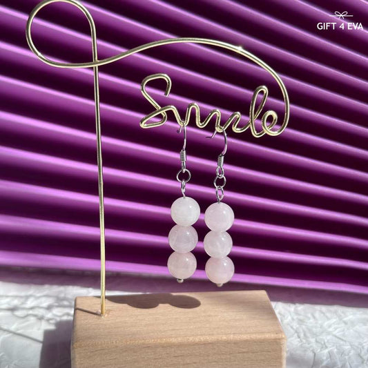 Rose Quartz Trio Danglers Earrings