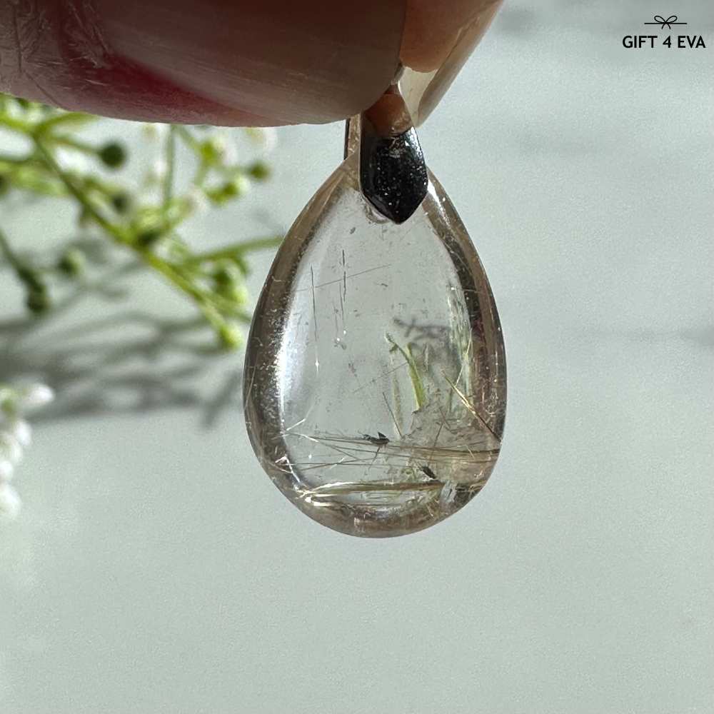 Gold Rutile 925 Silver Pendant