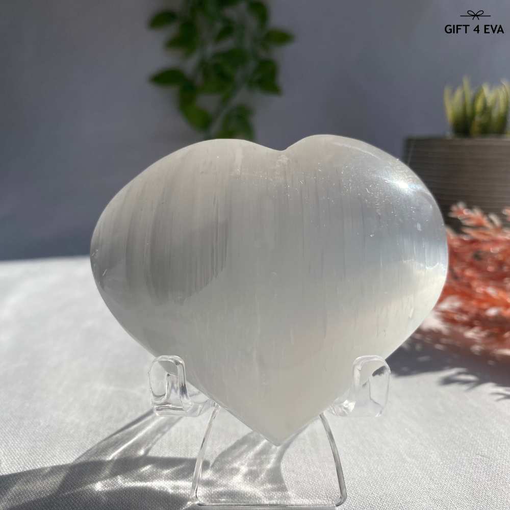 Selenite Puffy Heart