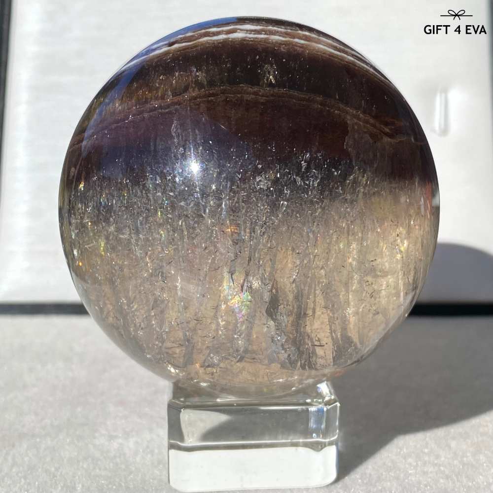 Fluorite Pyrite with Rainbow Sphere 61MM