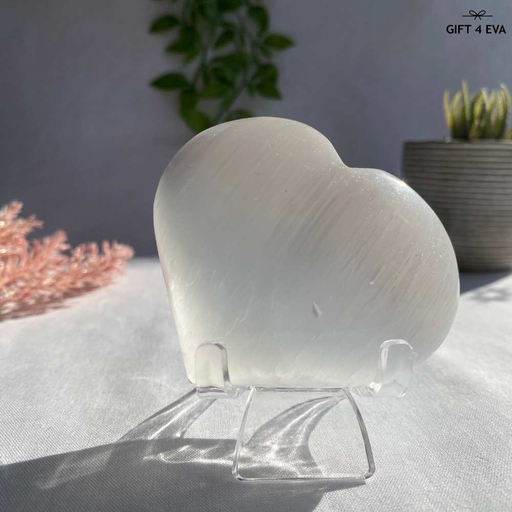 Selenite Puffy Heart