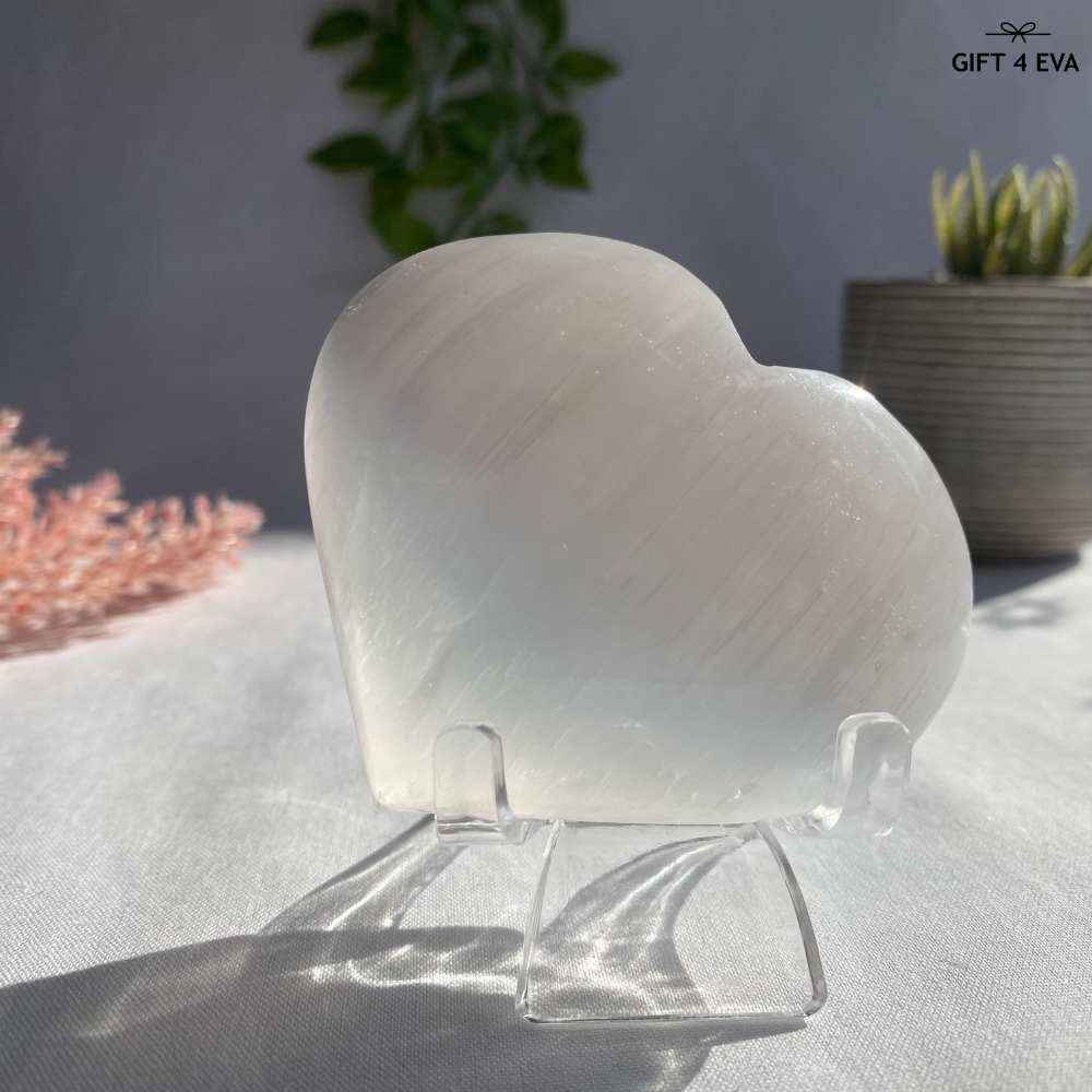 Selenite Puffy Heart