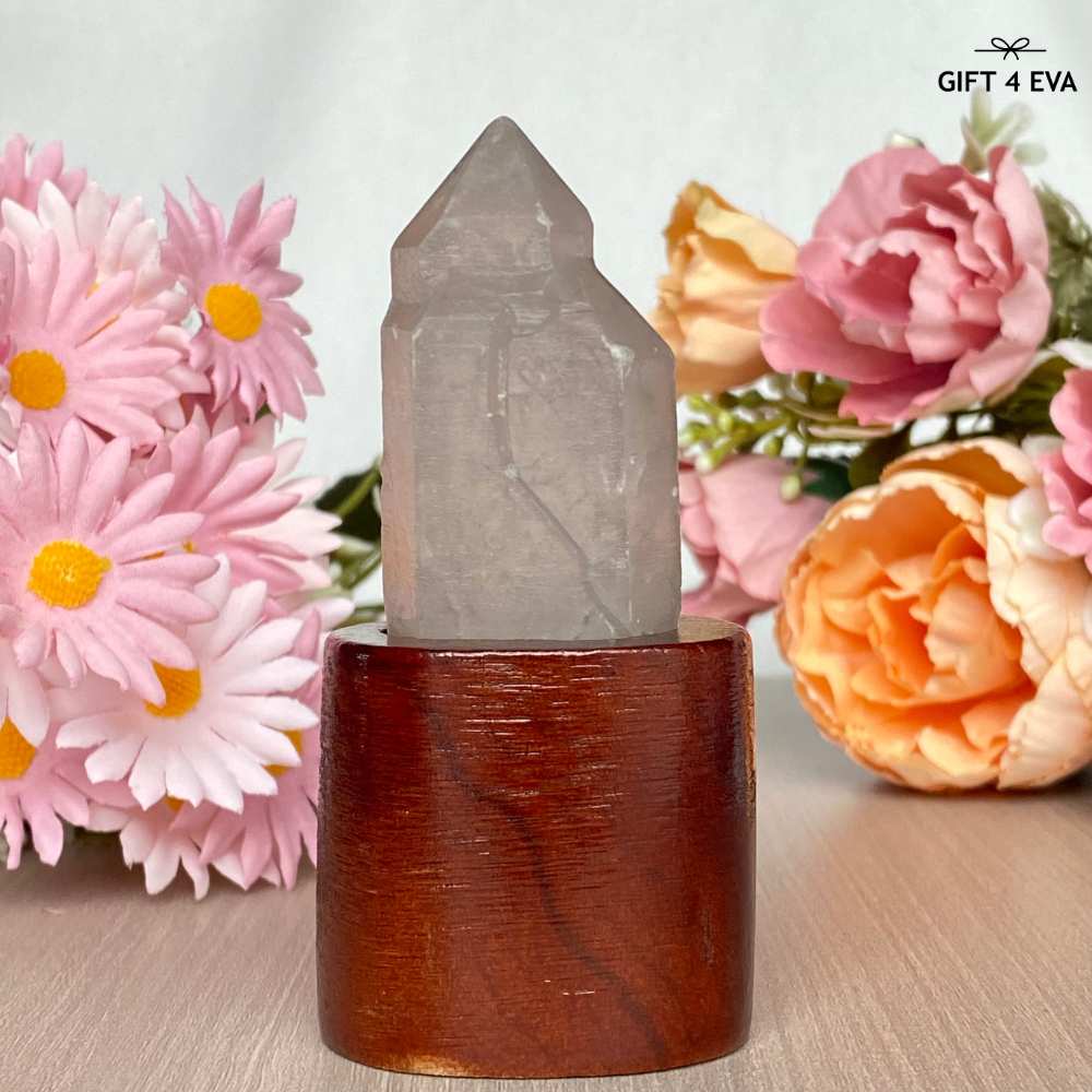 Enhydro Quartz Raw Point with Stand 83G