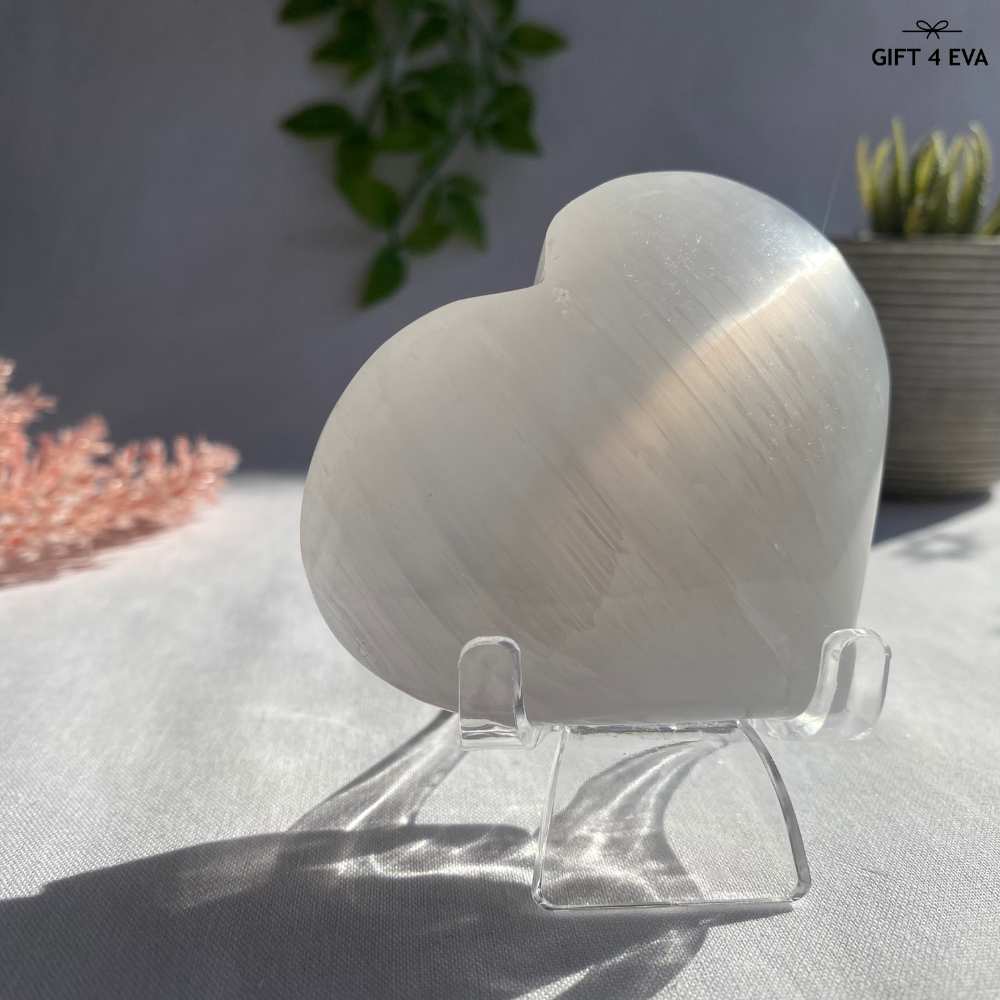 Selenite Puffy Heart