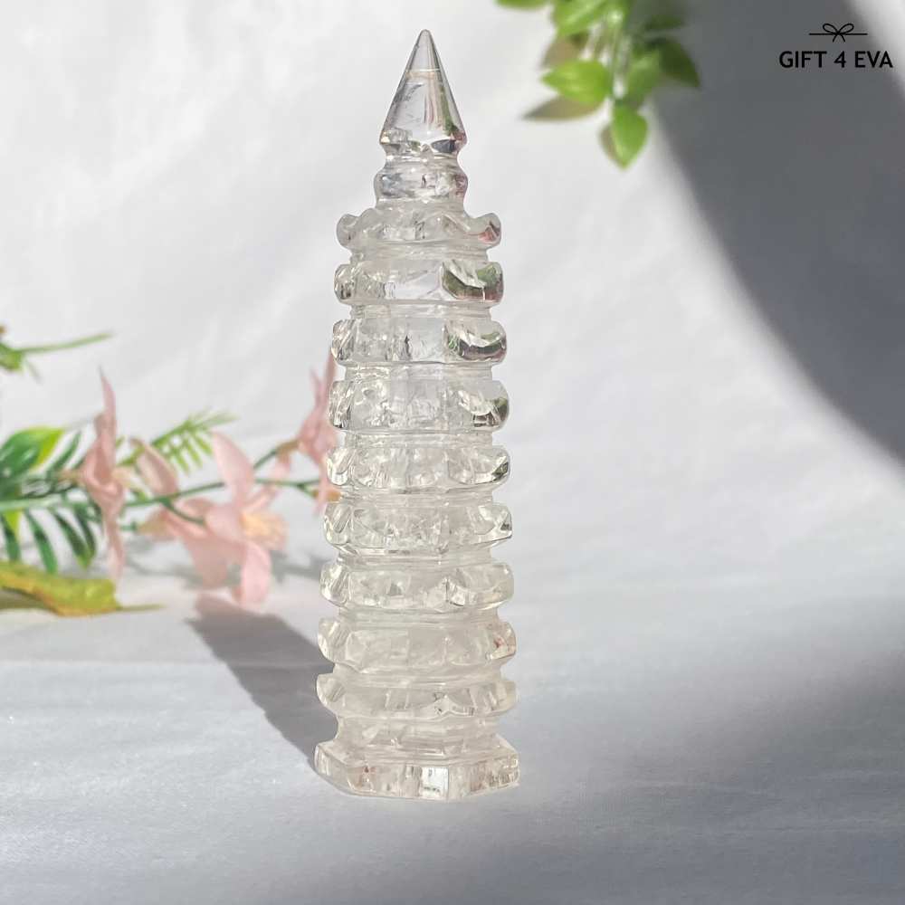 Clear Quartz Wenchang Pagoda Tower