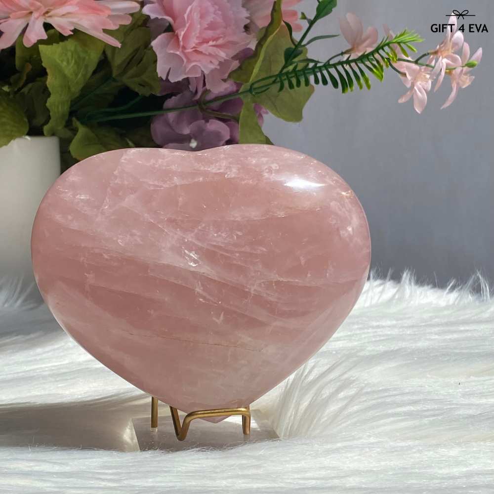 Rose Quartz Puffy Heart - Large