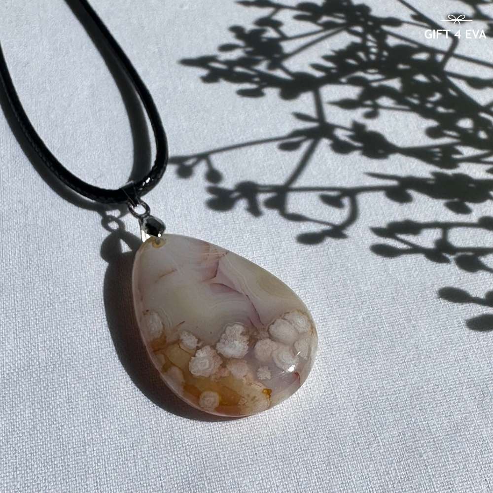 Flower Agate Pendant Necklace