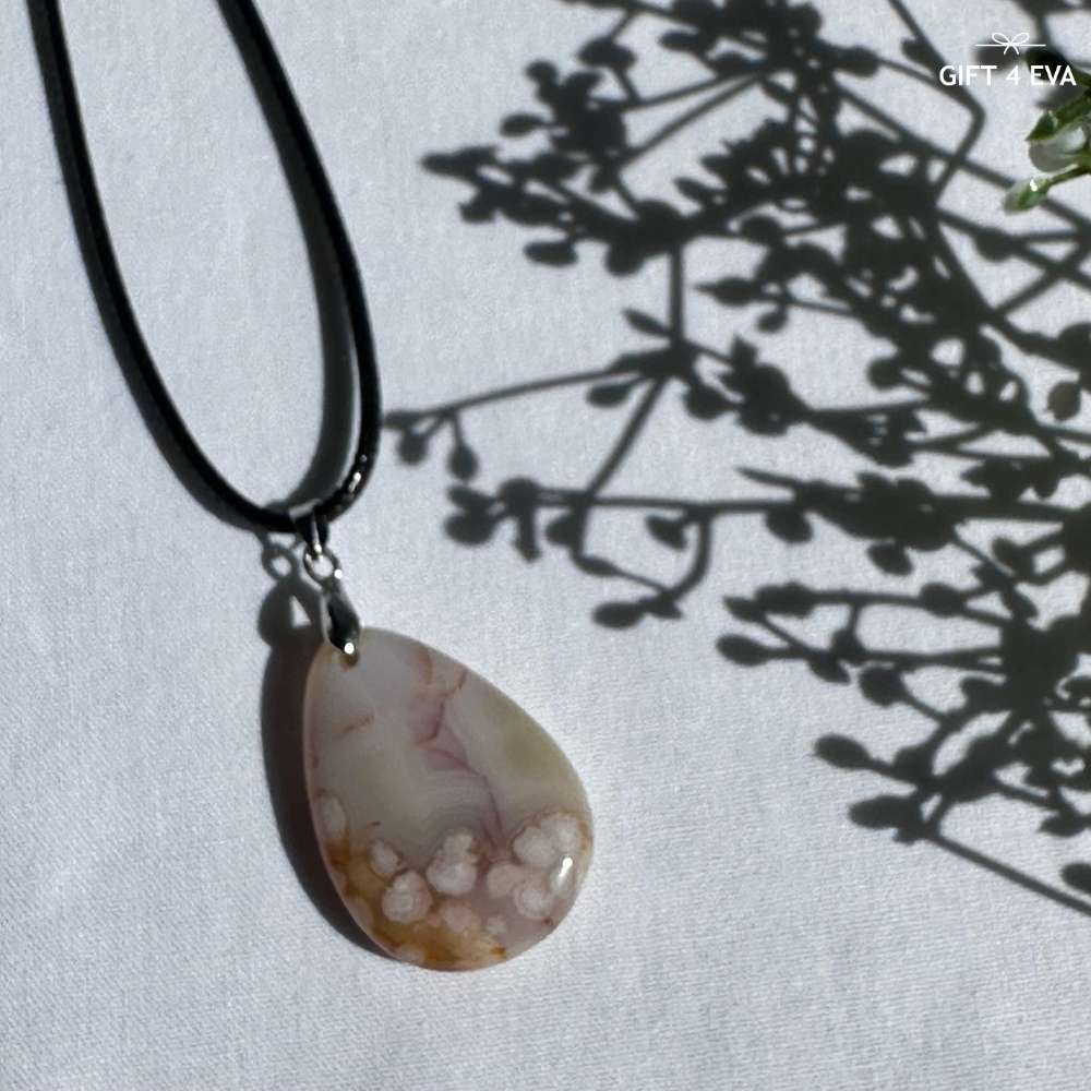 Flower Agate Pendant Necklace