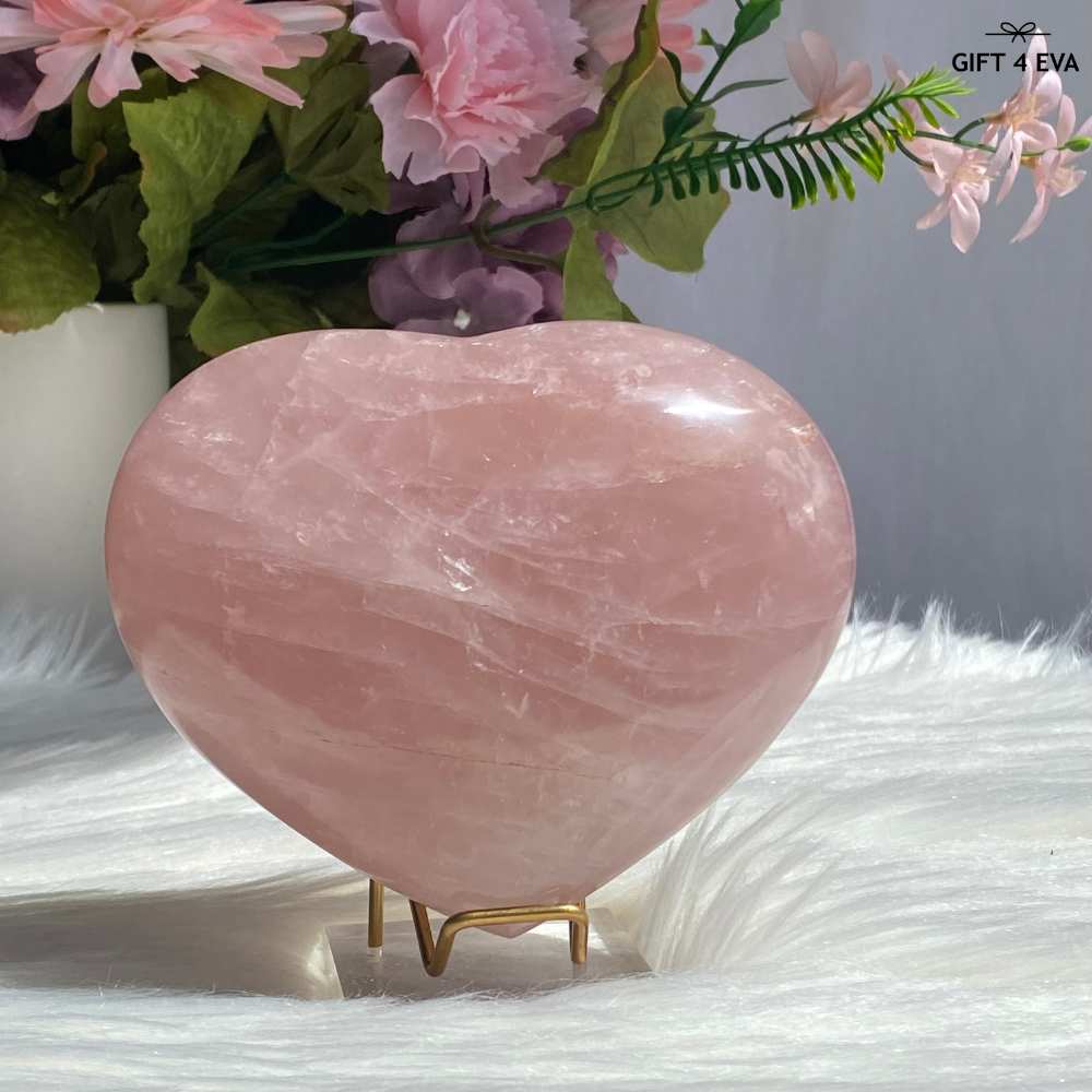 Rose Quartz Puffy Heart - Large