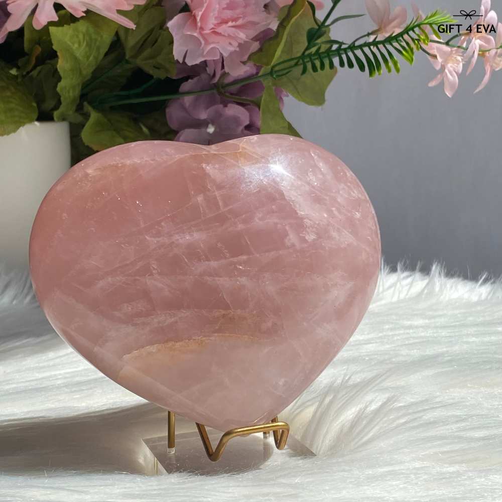 Rose Quartz Puffy Heart - Large