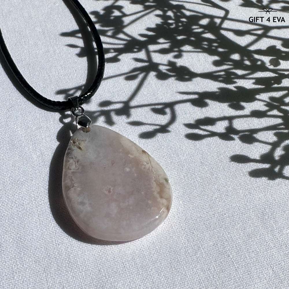 Flower Agate Pendant Necklace