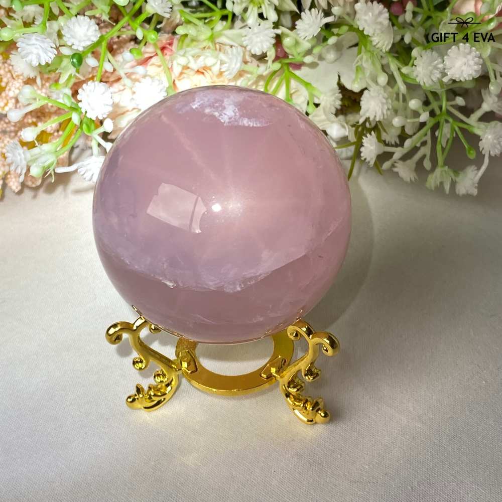 12 Rays Asterism Rose Quartz Sphere 58MM