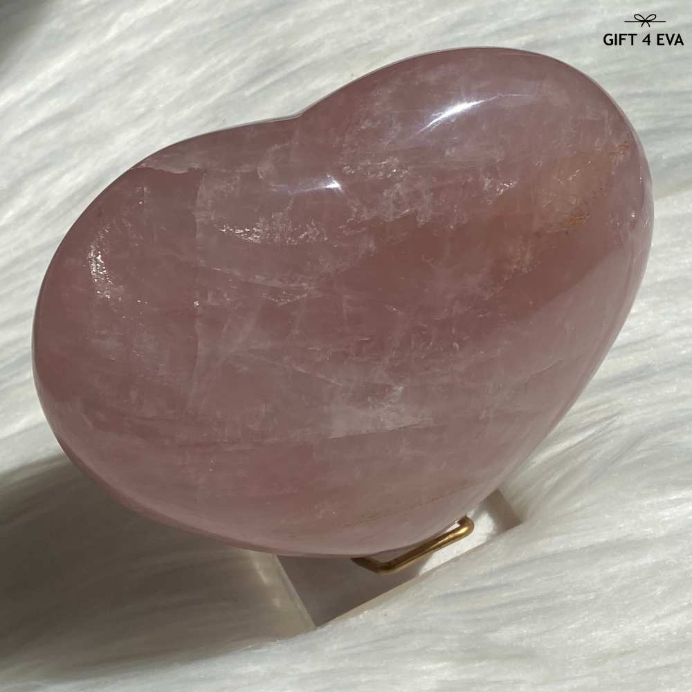 Rose Quartz Puffy Heart - Large