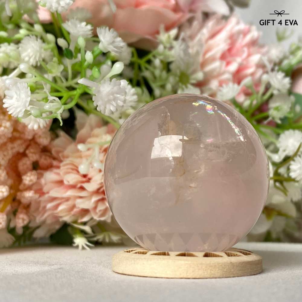 12 Rays Asterism Rose Quartz Sphere 39MM