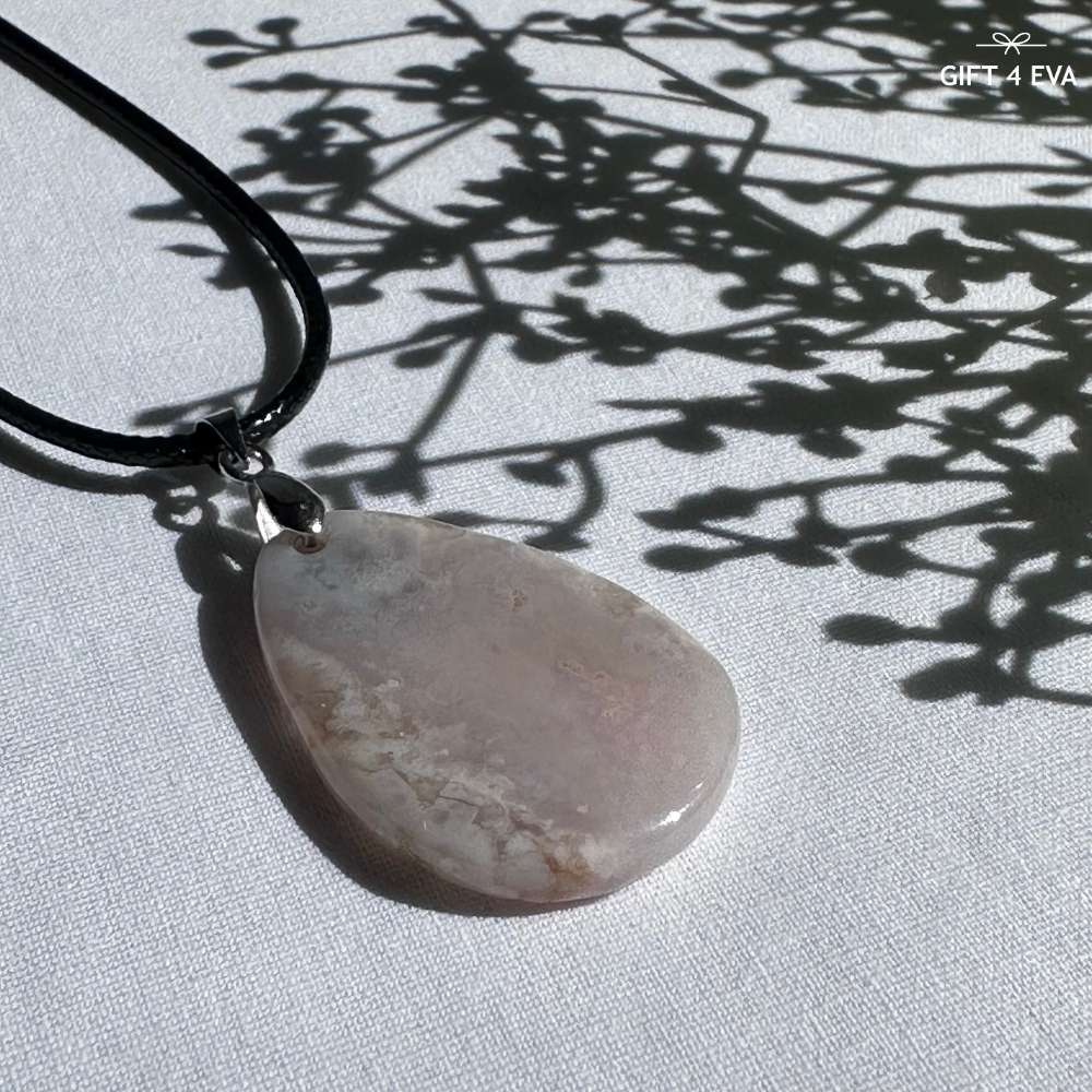 Flower Agate Pendant Necklace