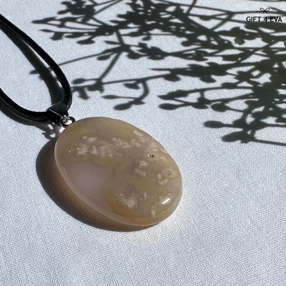 Flower Agate Pendant Necklace