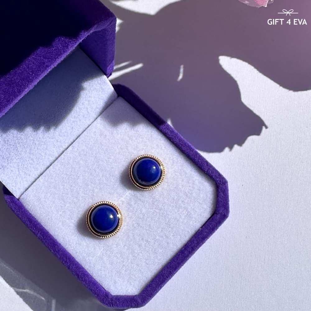 Luna Lapis Lazuli 925 Silver Stud Earrings