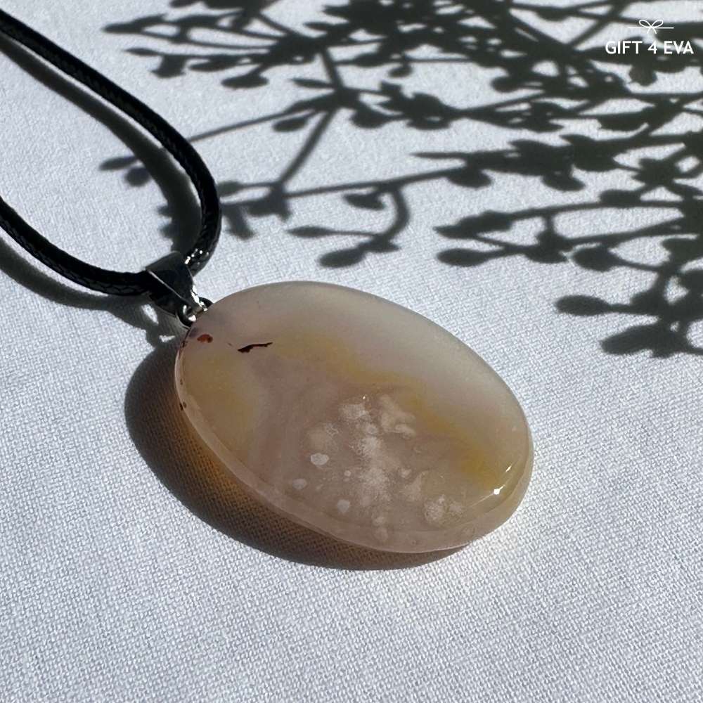 Flower Agate Pendant Necklace