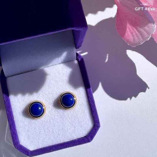 Luna Lapis Lazuli 925 Silver Stud Earrings